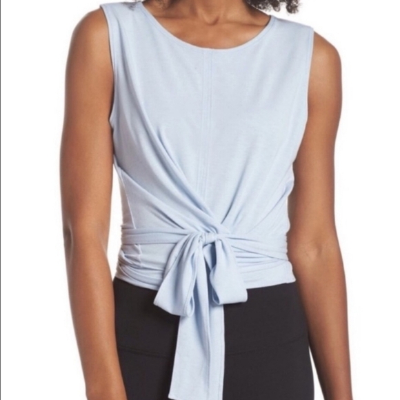 Zella Tops - Zella Yoga Wrap it Up Small Light Blue Tank